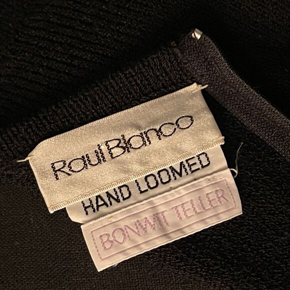 Vtg 80s Raul Blanco Bonwit Teller Hand Loomed Gold Button Blk Sweater Dress Sz 6 - Picture 7 of 13